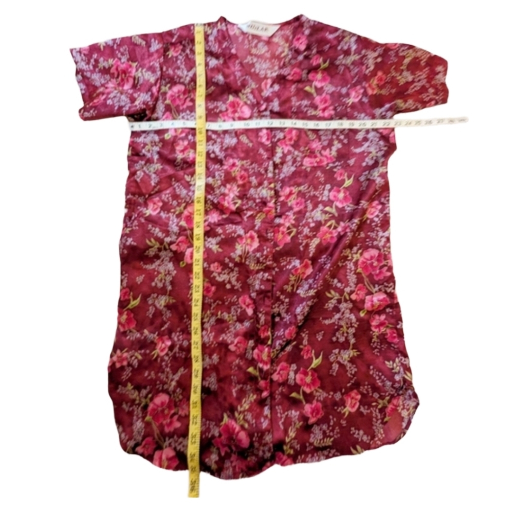 Winlar Caftan Night Gown Sleep Dress Miu‎ Miu Red Floral Button Front One Size - Picture 2 of 5